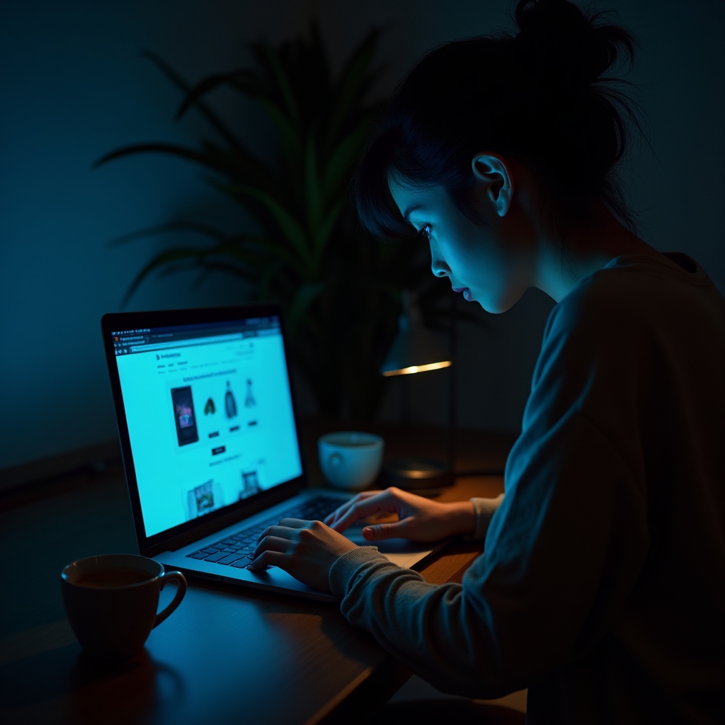 Person at computer late at night showing emotional decision making