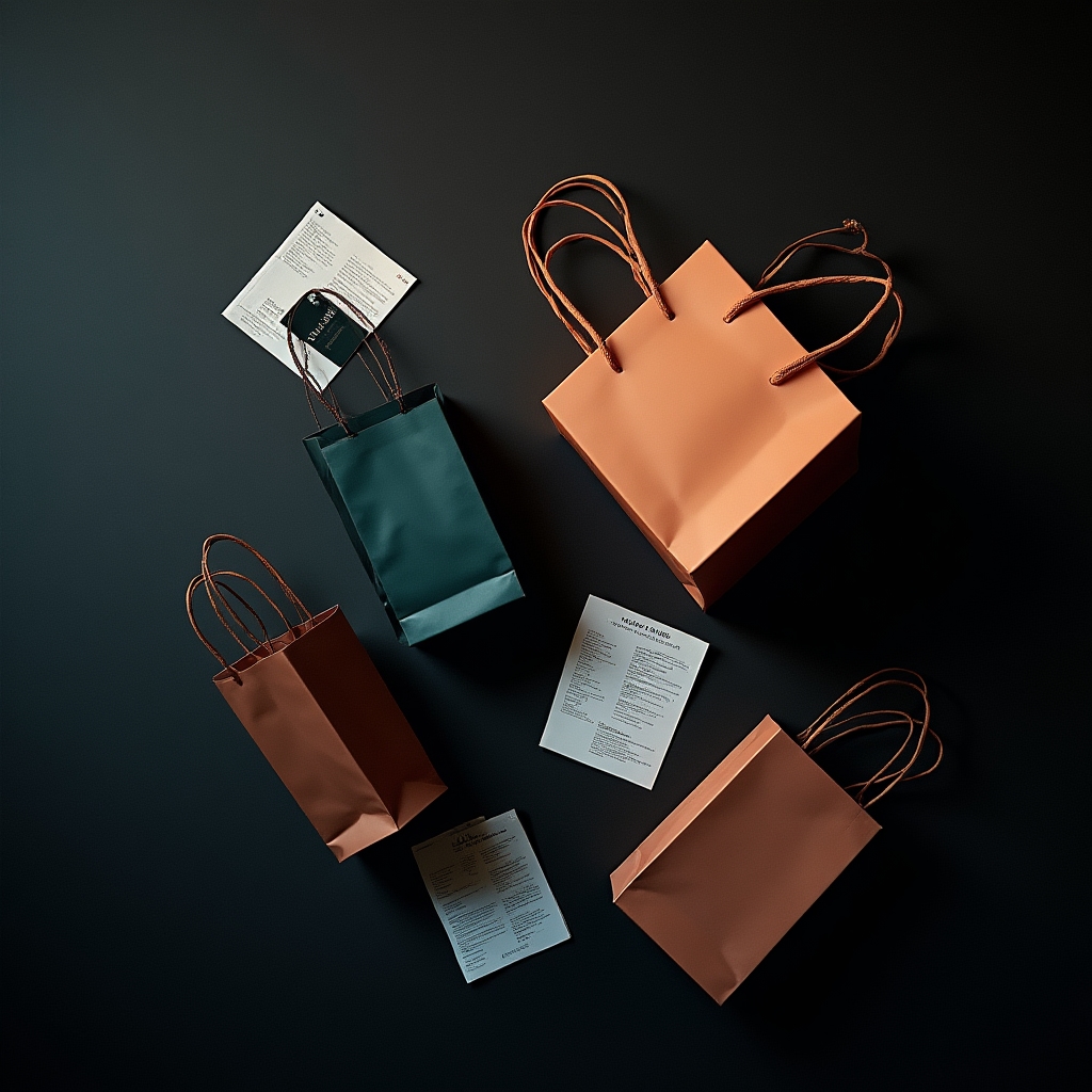 Shopping bags and receipts representing impulsive financial decisions