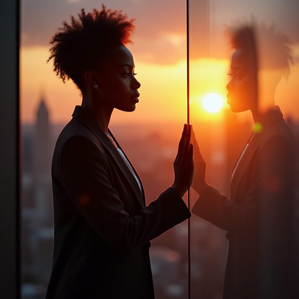 Person looking at reflection symbolizing self-worth and identity